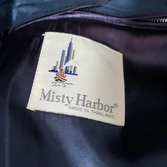 Misty Harbor Trench Coat Mens 42 Regular Blue Solid Double Breasted Belted - Picture 5 of 7